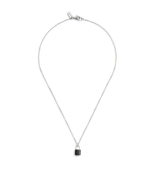 37493201SLV-Men's Sterling Silver Signature Onyx Padlock Penda-Black