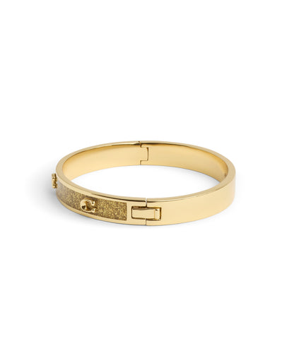 37493412GLD-Signature C Glitter Bangle Bracelet-Gold