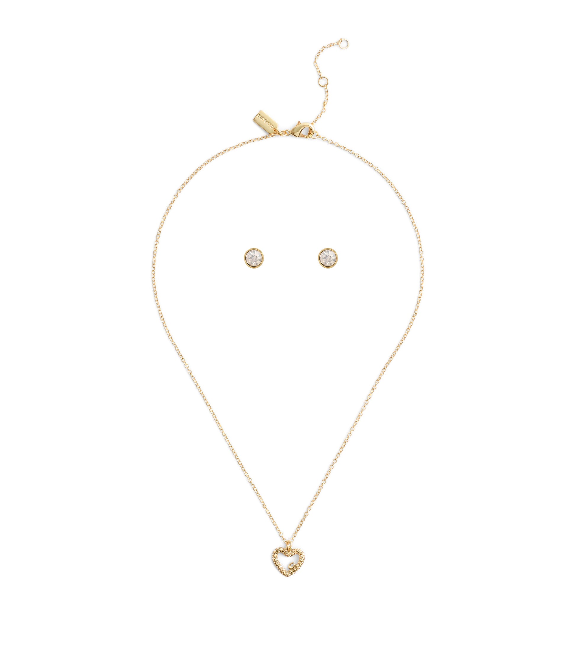 37493516GLD-Signature Pavé Heart Jewelry Set-Crystal