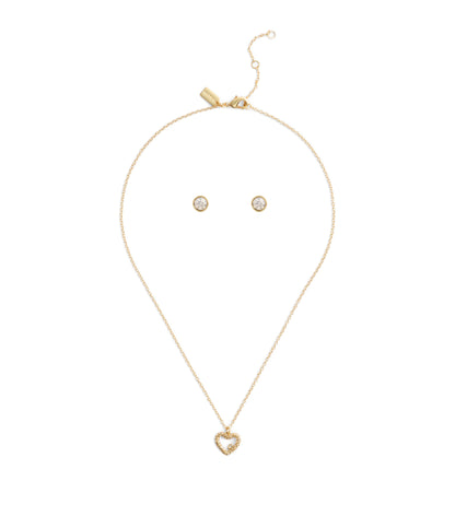 37493516GLD-Signature Pavé Heart Jewelry Set-Crystal