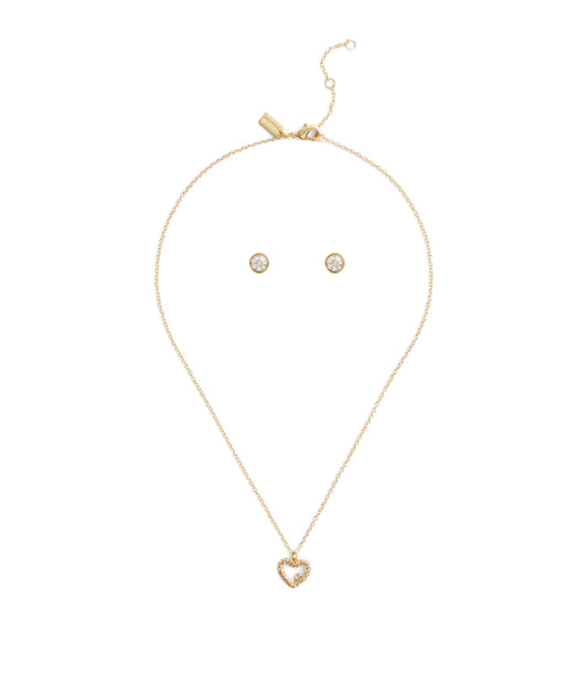 37493516GLD-Signature Pavé Heart Jewelry Set-Crystal
