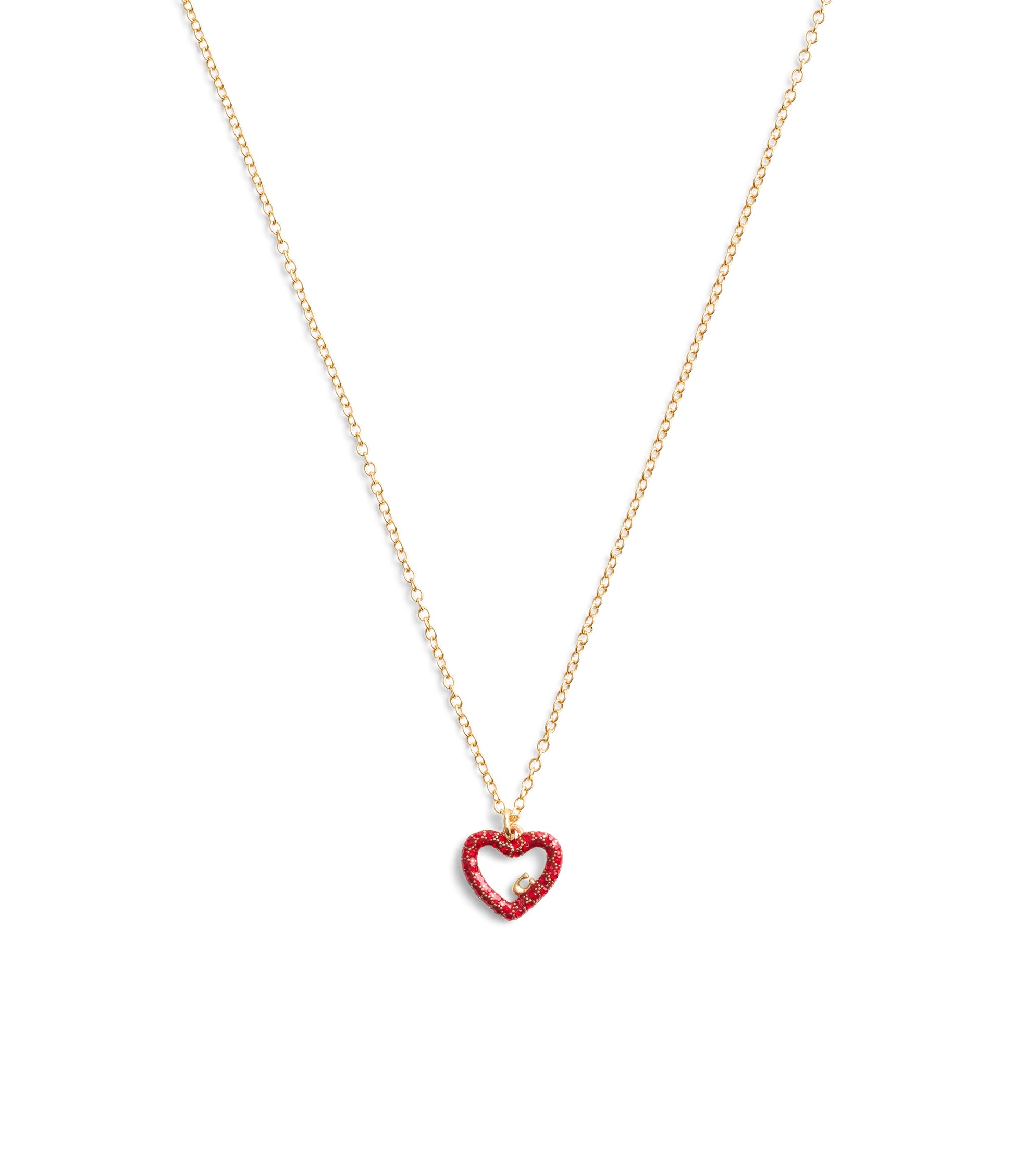 37493516GLD-Signature Pavé Heart Jewelry Set-Red