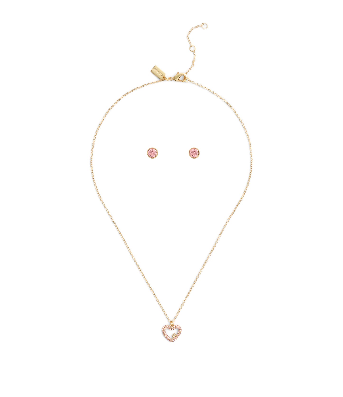 37493516GLD-Signature Pavé Heart Jewelry Set-Pink