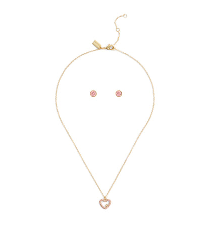 37493516GLD-Signature Pavé Heart Jewelry Set-Pink