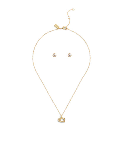 37493517GLD-Signature Pavé C Jewelry Set-Gold