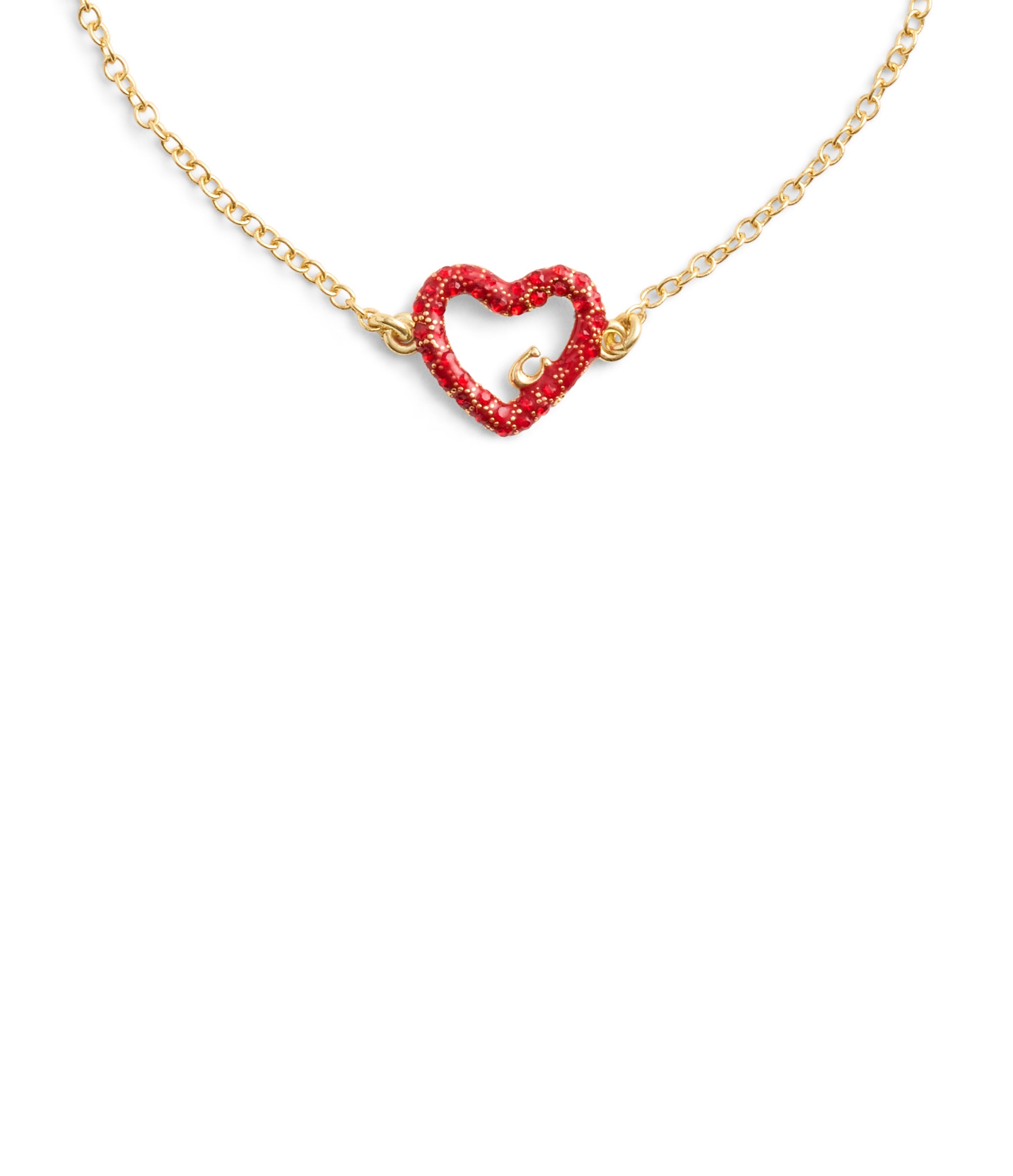 37493586GLD-Signature Pavé Heart Slider Bracelet-Red
