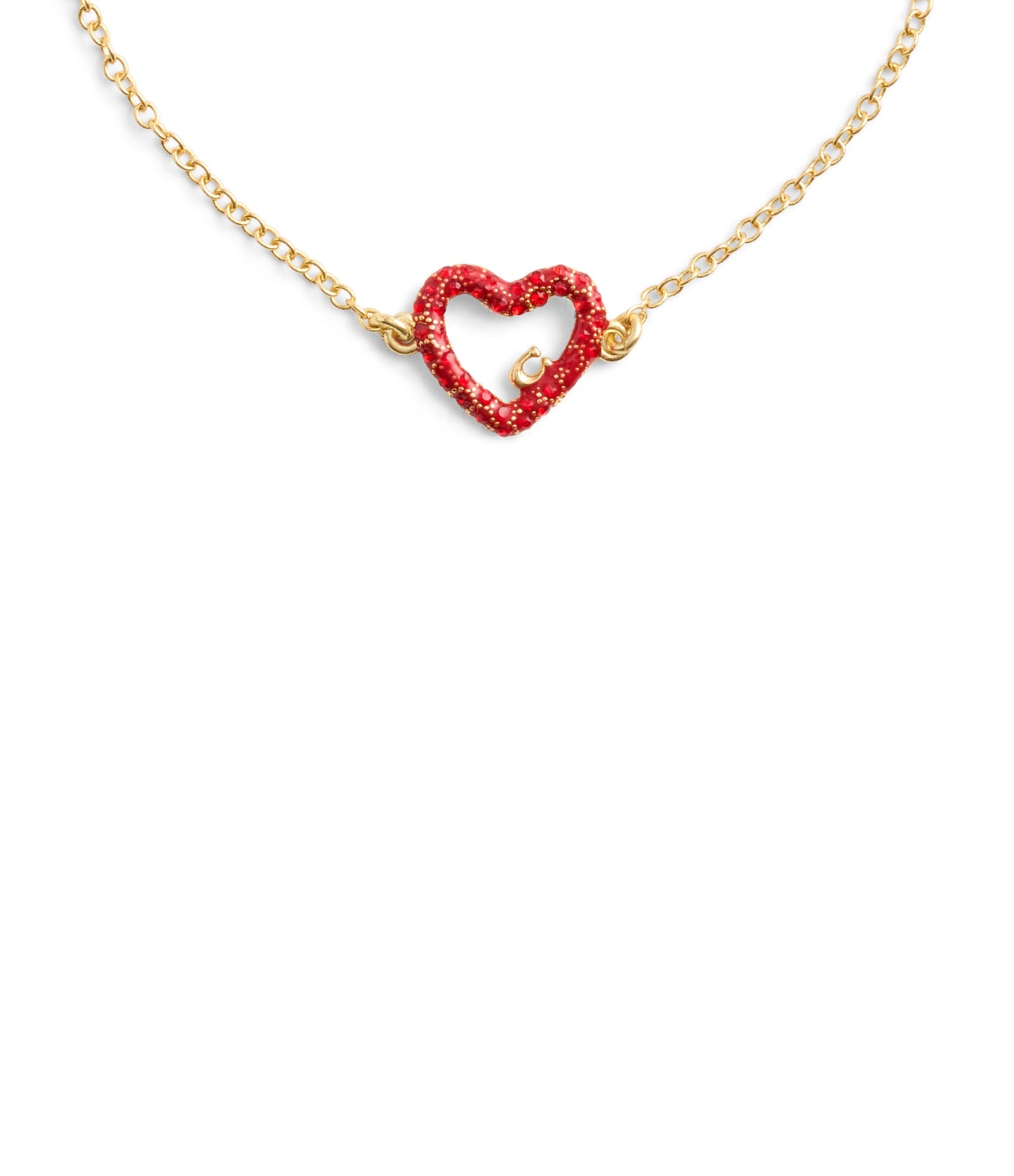 37493586GLD-Signature Pavé Heart Slider Bracelet-Red