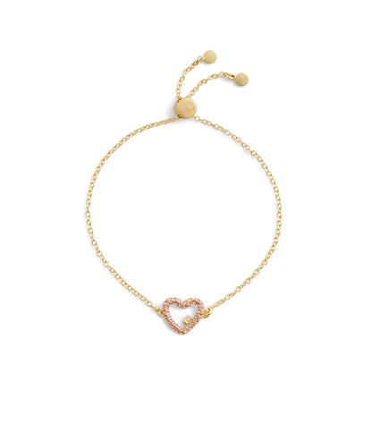 37493586GLD-Signature Pavé Heart Slider Bracelet-Pink