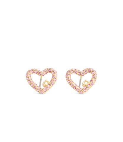 37493610GLD-Signature Pavé Heart Stud Earrings-Pink