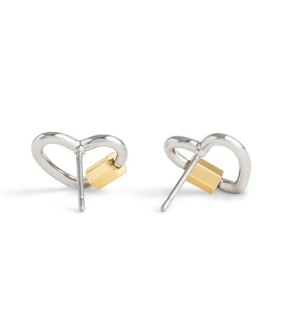 37506156TWO-Signature Carabiner Heart Stud Earrings-Twotone