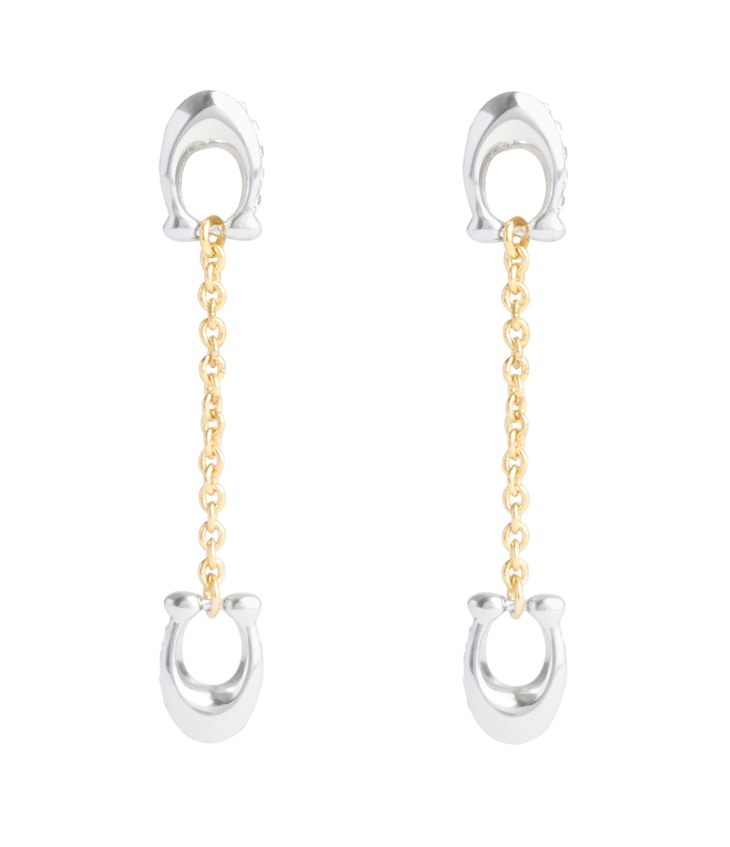 37506160TWO-Signature Pavé C Linear Earrings-Twotone
