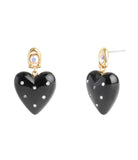 37506168GLD-Vintage Charms Signature Puffy Heart Drop Earrings-Black