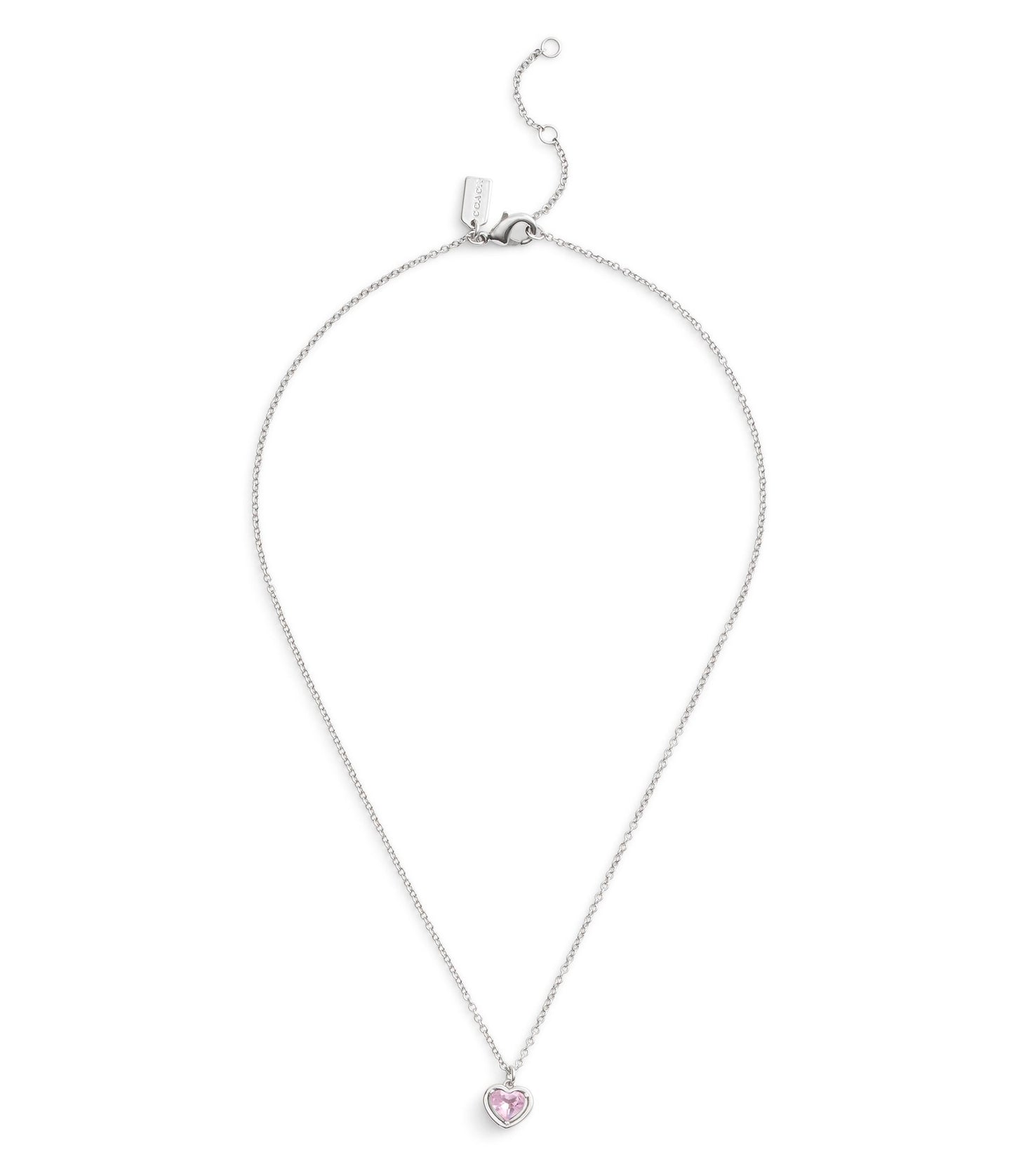 37506187RHO-Halo Stone Heart Pendant Necklace-Pink
