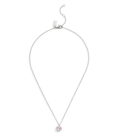37506187RHO-Halo Stone Heart Pendant Necklace-Pink
