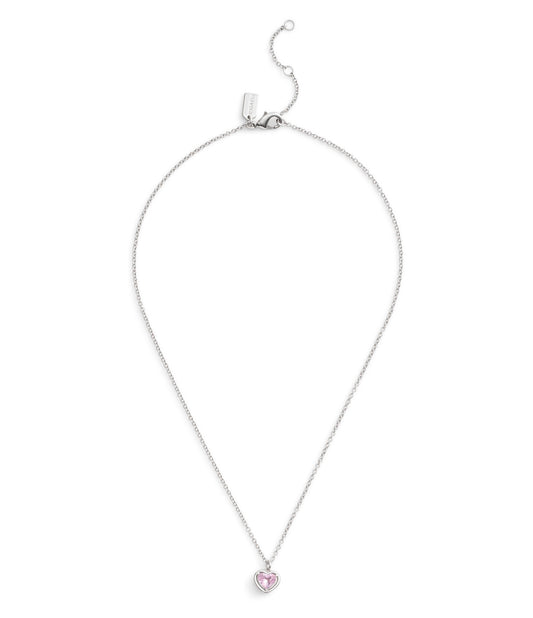 37506187RHO-Halo Stone Heart Pendant Necklace-Pink