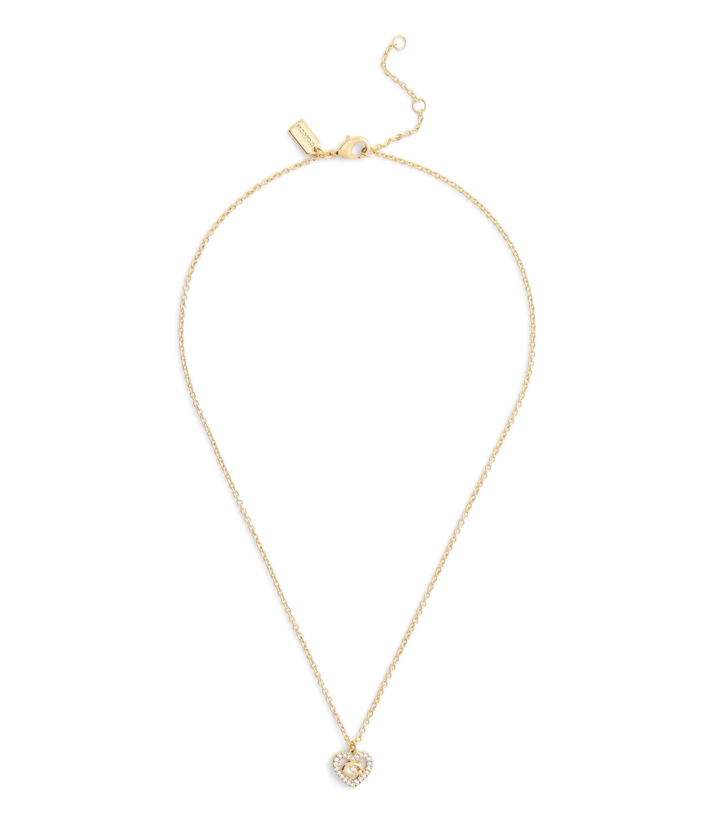 37506206GLD-Signature C Pavé Heart Pendant Necklace-Crystal