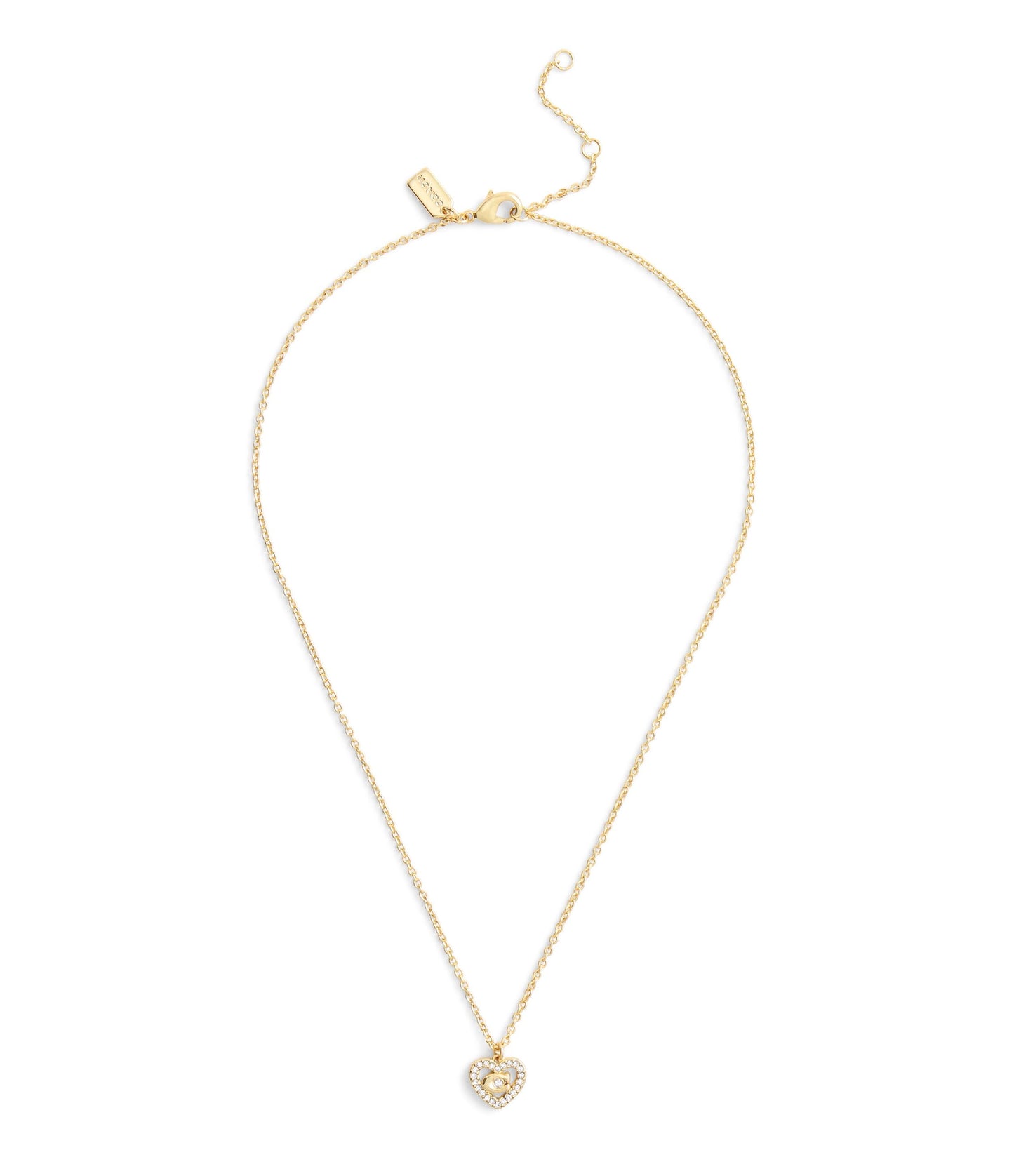 37506206GLD-Signature C Pavé Heart Pendant Necklace-Crystal