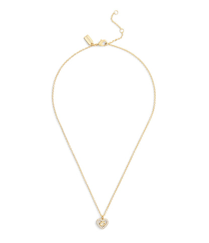 37506206GLD-Signature C Pavé Heart Pendant Necklace-Crystal