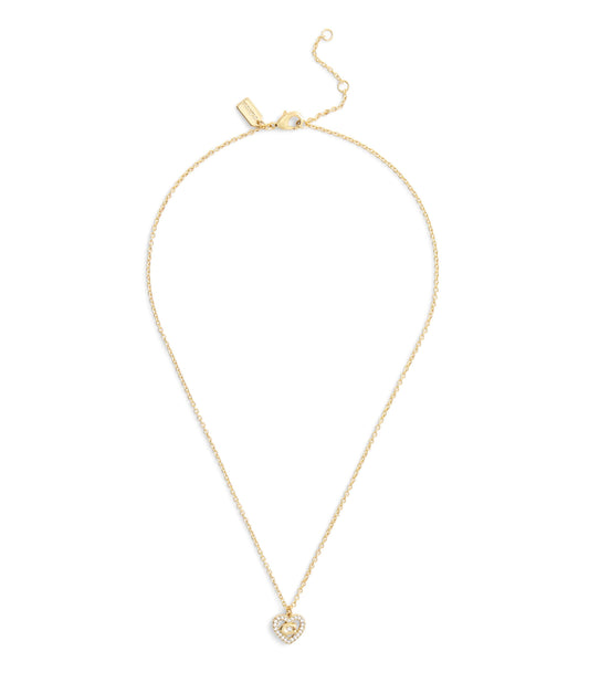 37506206GLD-Signature C Pavé Heart Pendant Necklace-Crystal