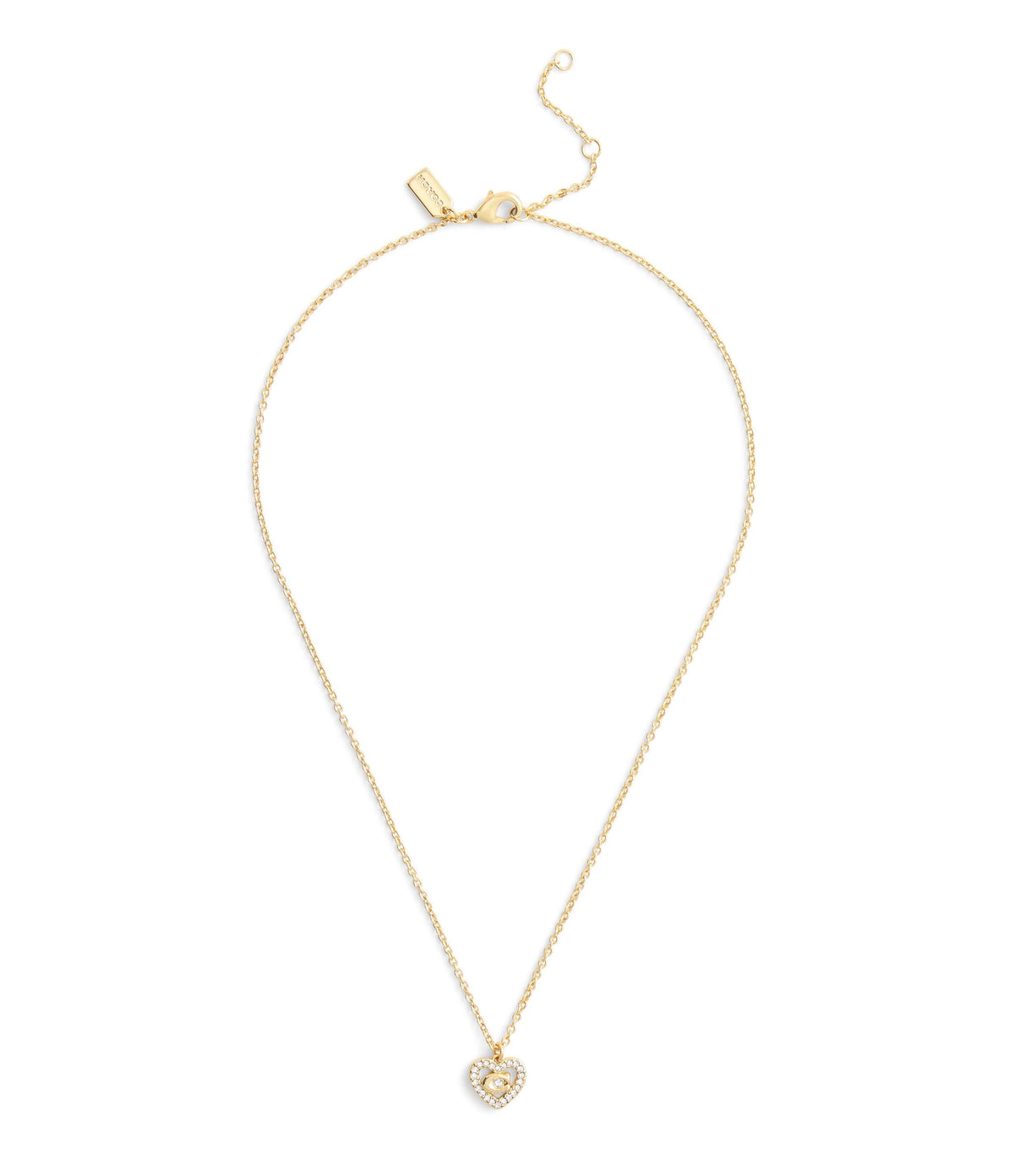 37506206GLD-Signature C Pavé Heart Pendant Necklace-Crystal