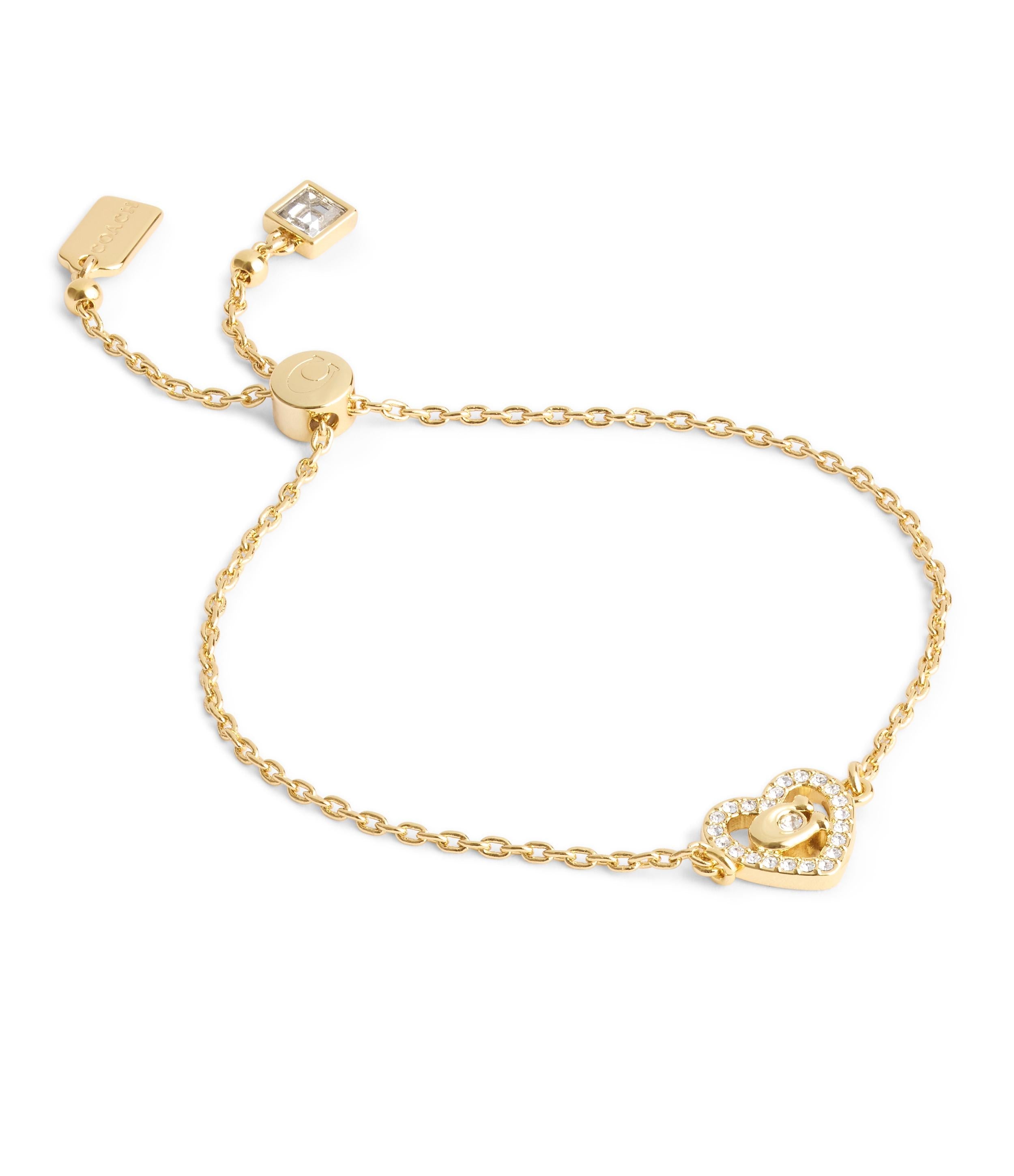 37506207GLD-Pave Heart Slider Bracelet-Crystal