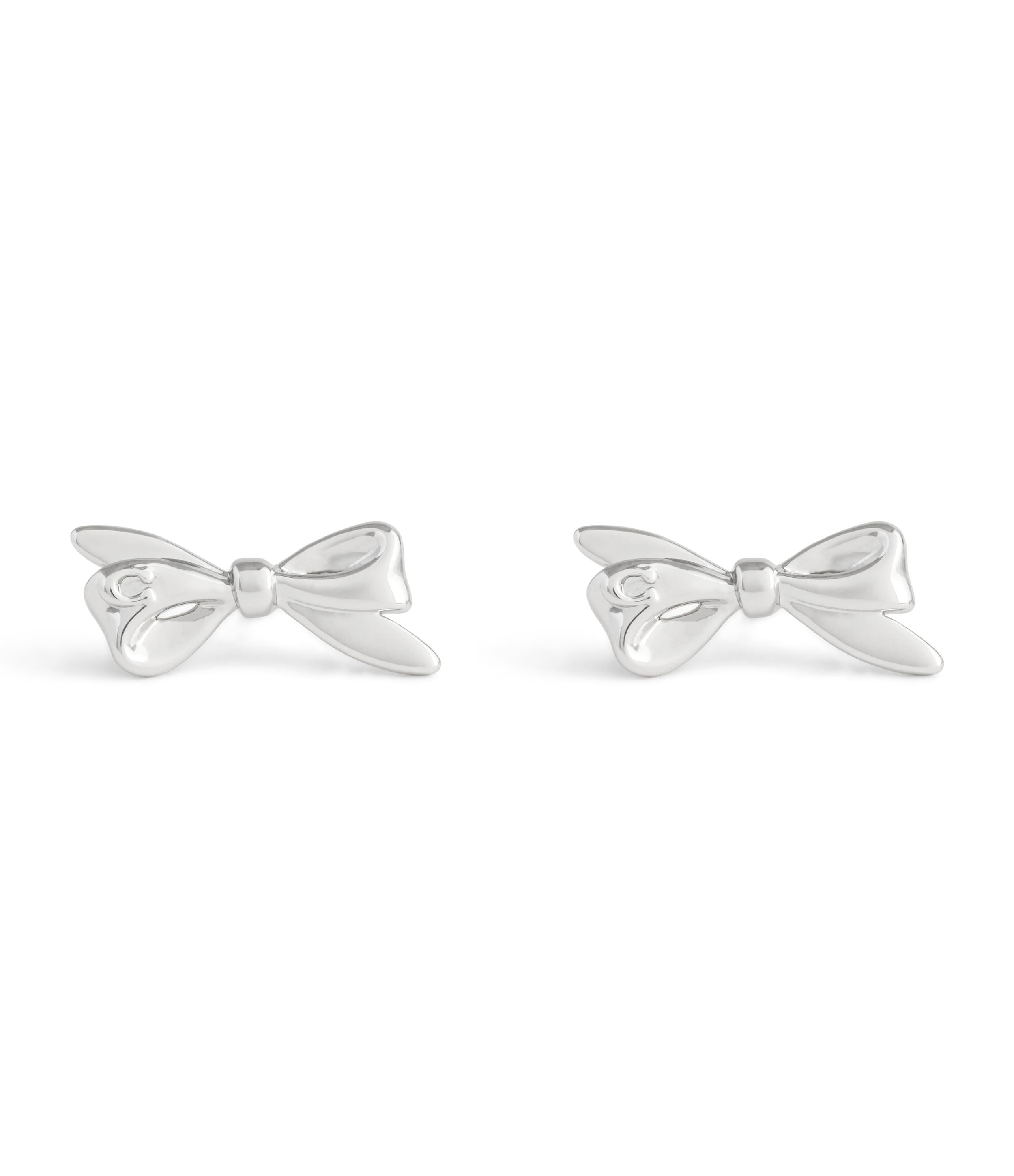 37506231RHO-Bow Stud Earrings-Rhodium