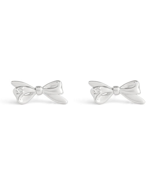 37506231RHO-Bow Stud Earrings-Rhodium