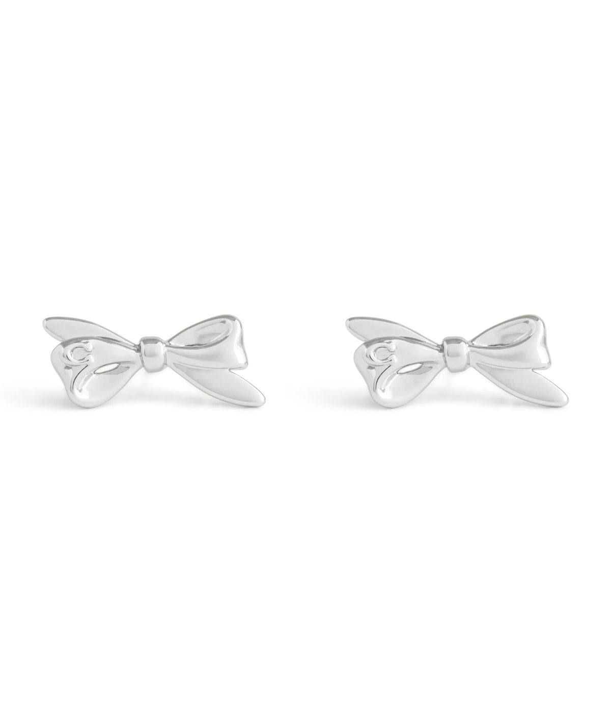37506231RHO-Bow Stud Earrings-Rhodium