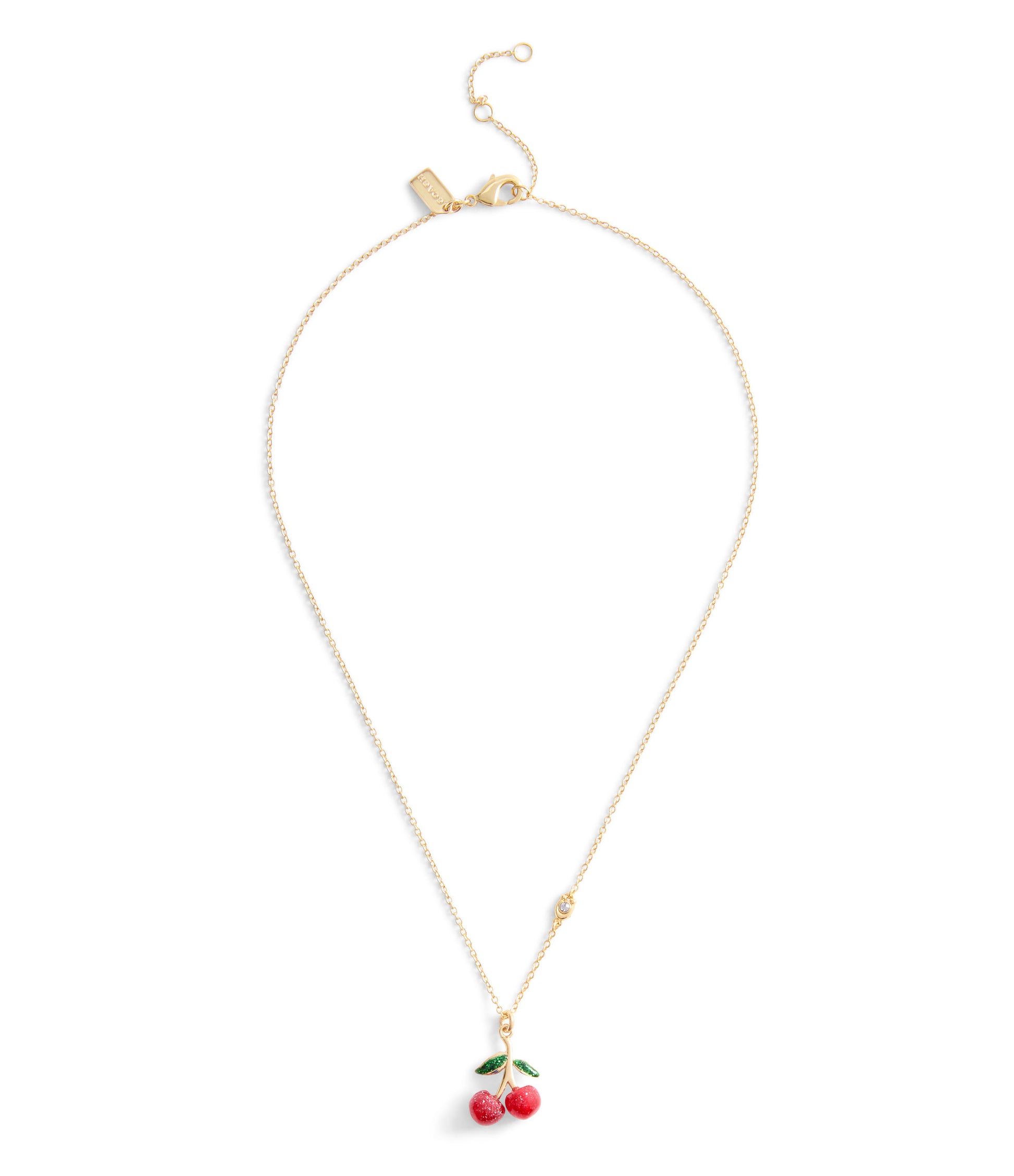 37521223GLD-Necklace Cherry Shrt Pndnt-Red/Gold