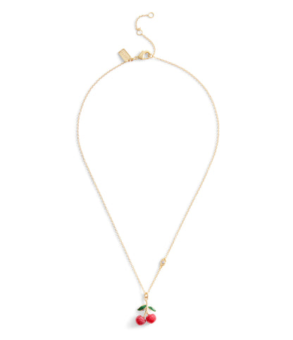37521223GLD-Necklace Cherry Shrt Pndnt-Red/Gold