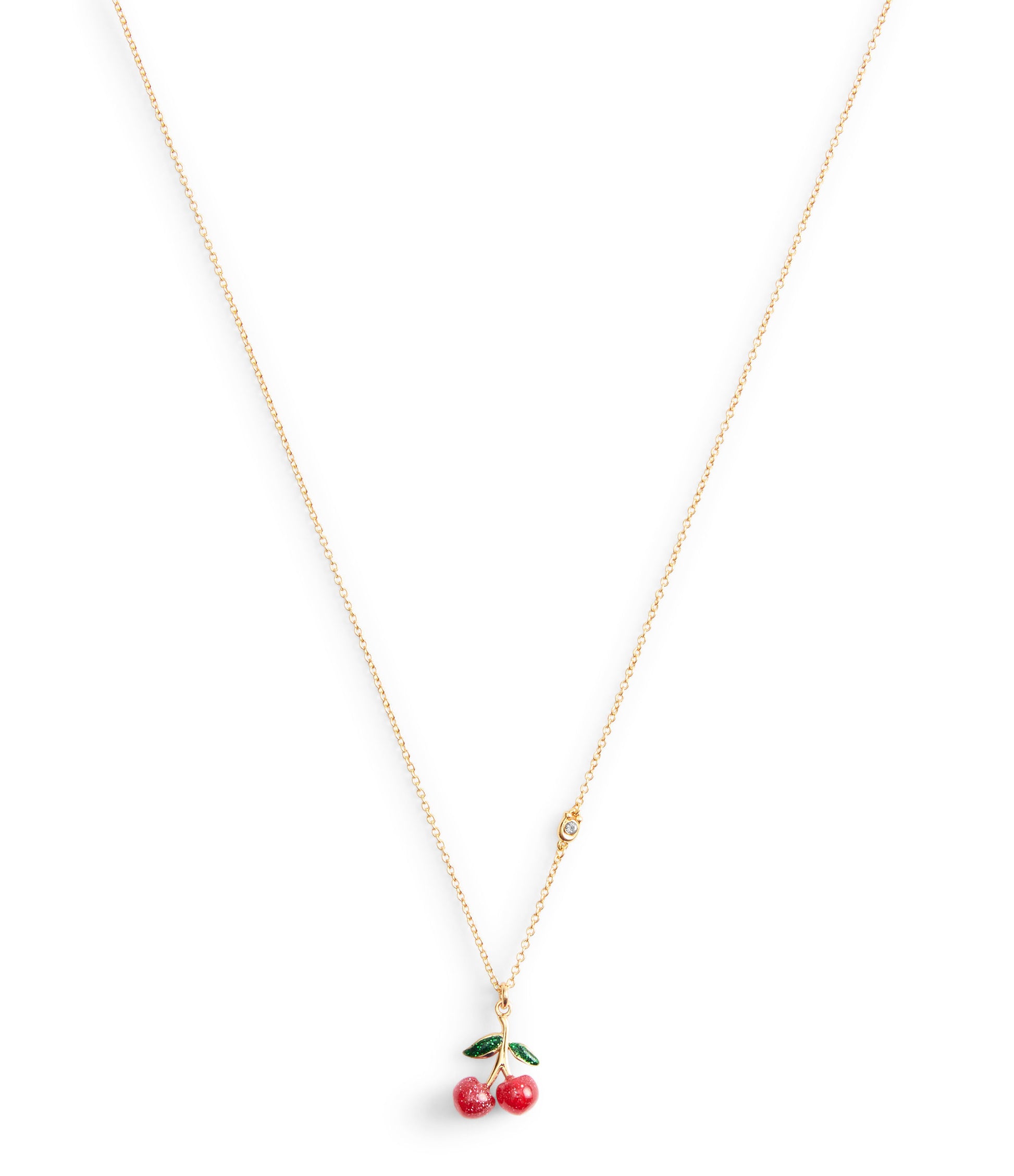37521223GLD-Necklace Cherry Shrt Pndnt-Red/Gold