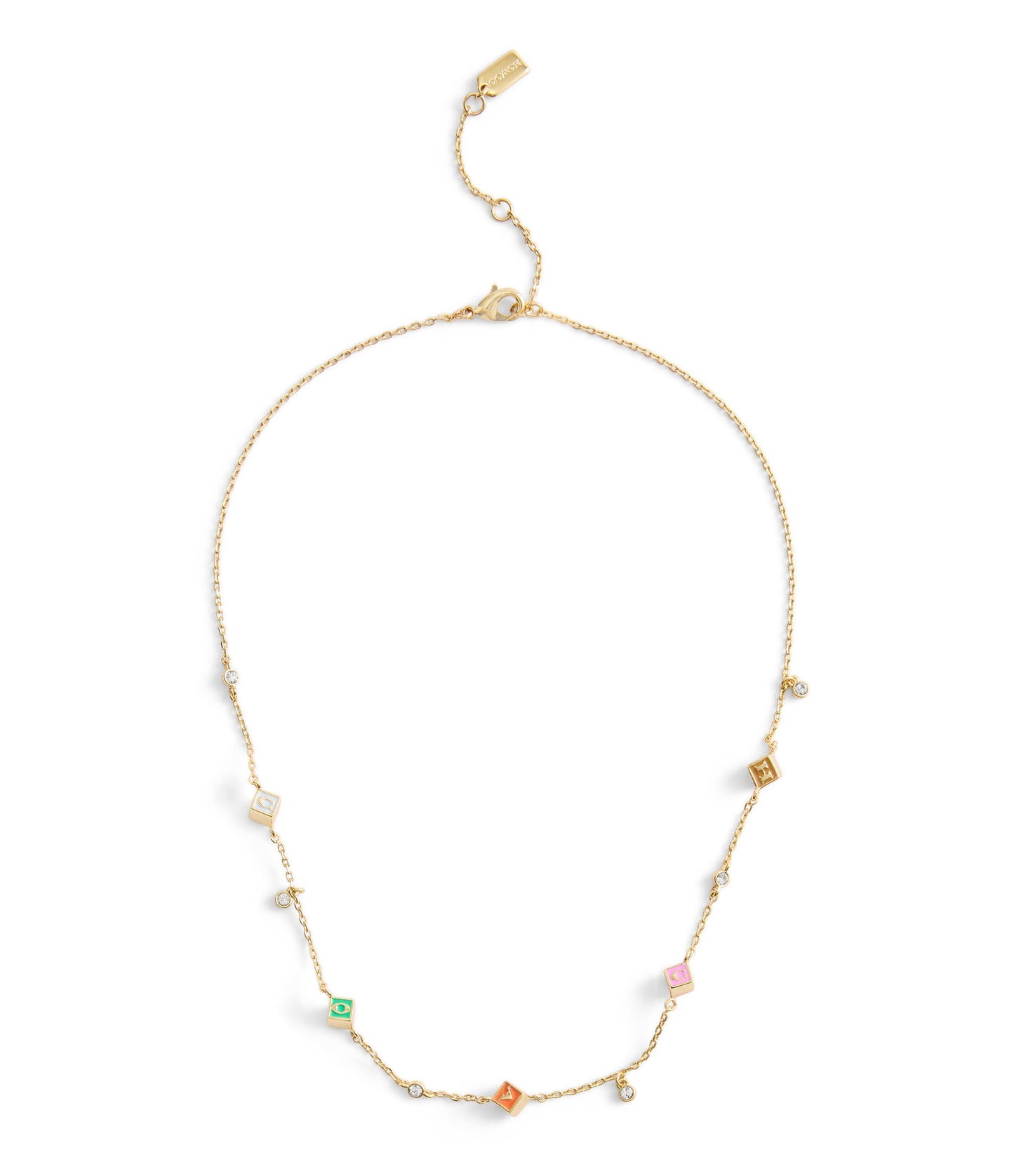 37527570GLD-Signature Logo Enamel Cube Strand Necklace-Multi