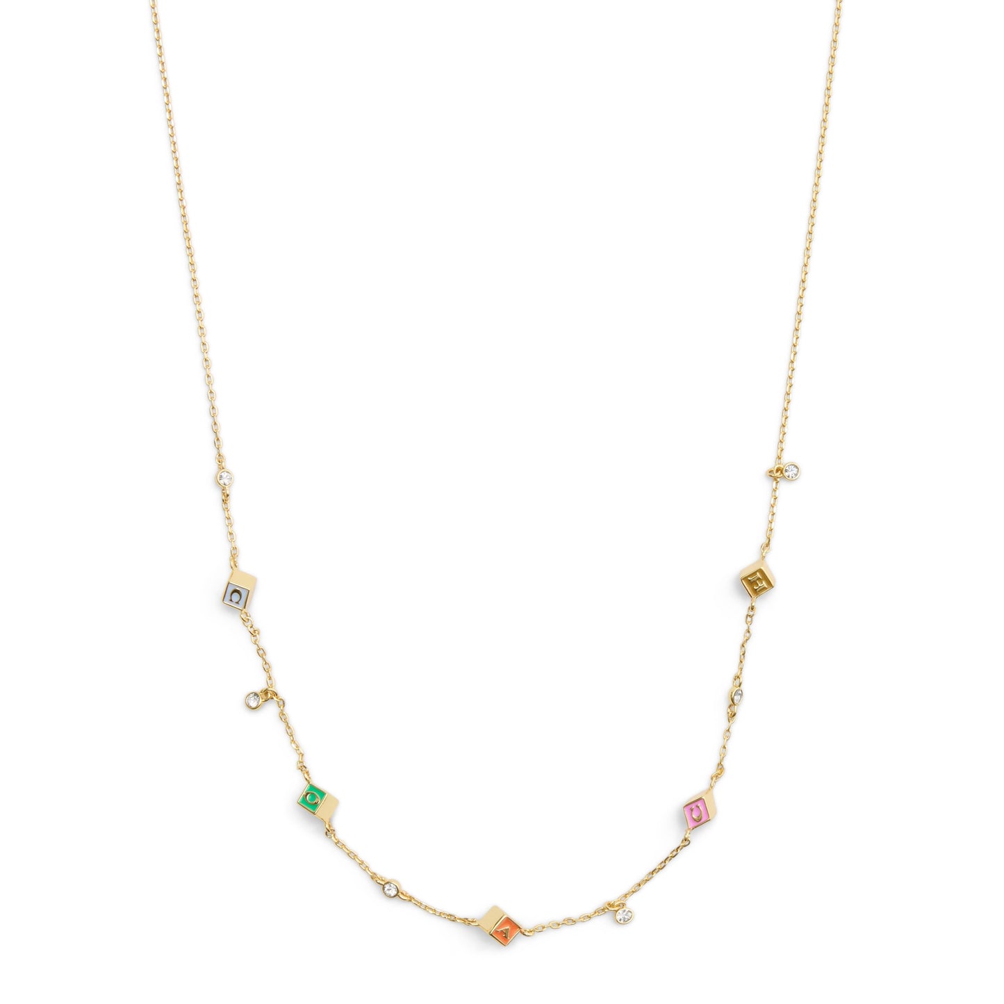 37527570GLD-Signature Logo Enamel Cube Strand Necklace-Multi