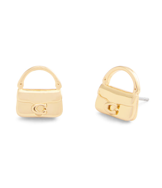 37527579GLD-Signature Handbag Stud Earrings-Gold