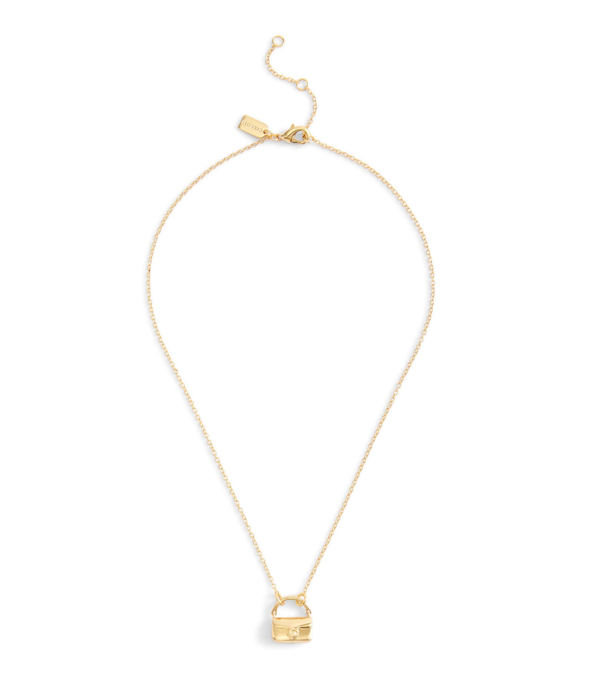 37527580GLD-Signature Handbag Pendant Necklace-Shiny Gold