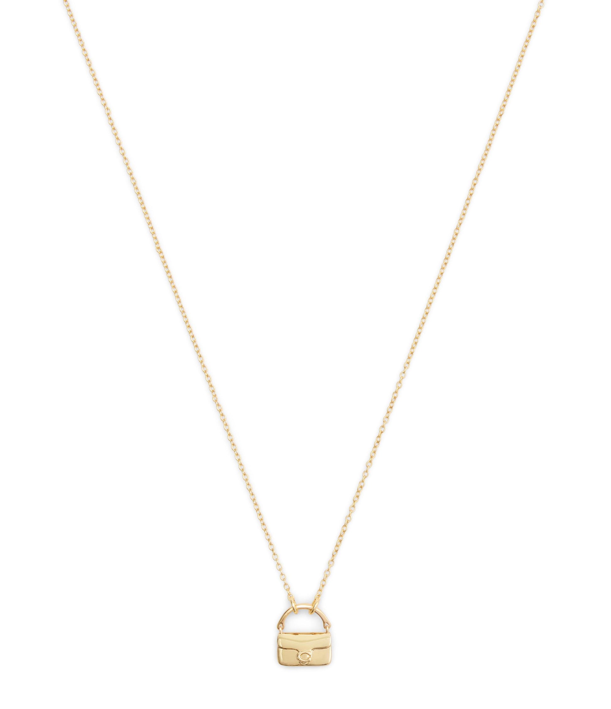 37527580GLD-Signature Handbag Pendant Necklace-Shiny Gold