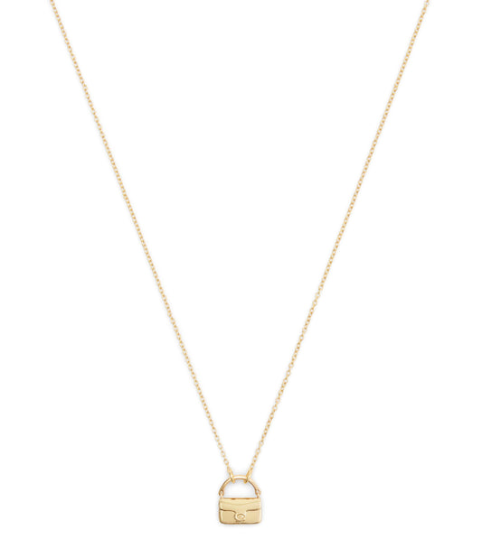 37527580GLD-Signature Handbag Pendant Necklace-Shiny Gold