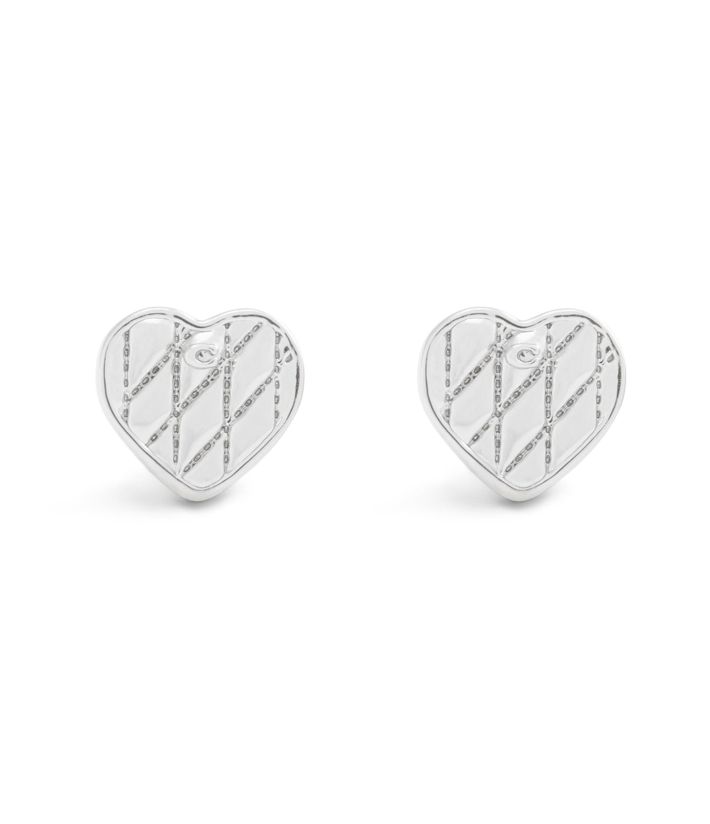 37527586RHO-Signature Quilted Heart Bag Stud Earrings-Rhodium