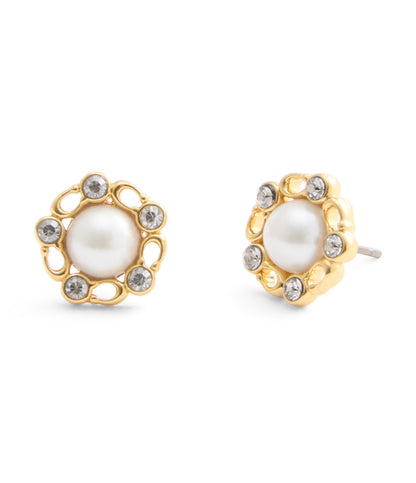 37527587GLD-Signature Heritage Pearl Stud Earrings-Pearl