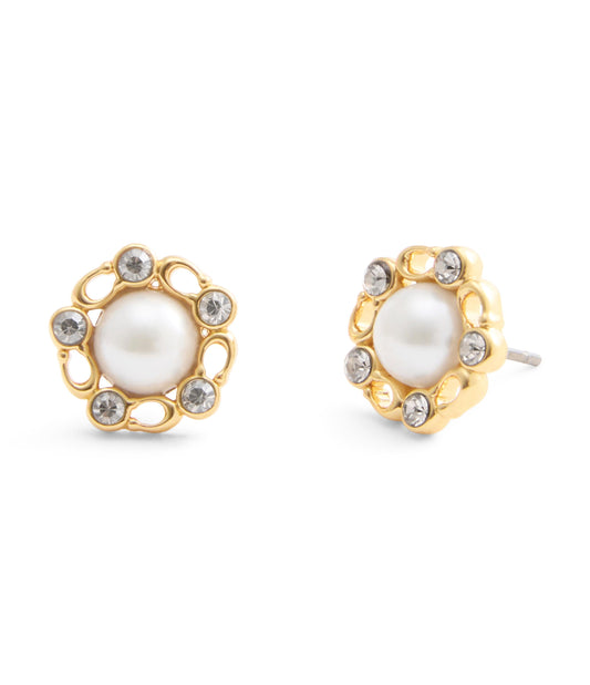 37527587GLD-Signature Heritage Pearl Stud Earrings-Pearl