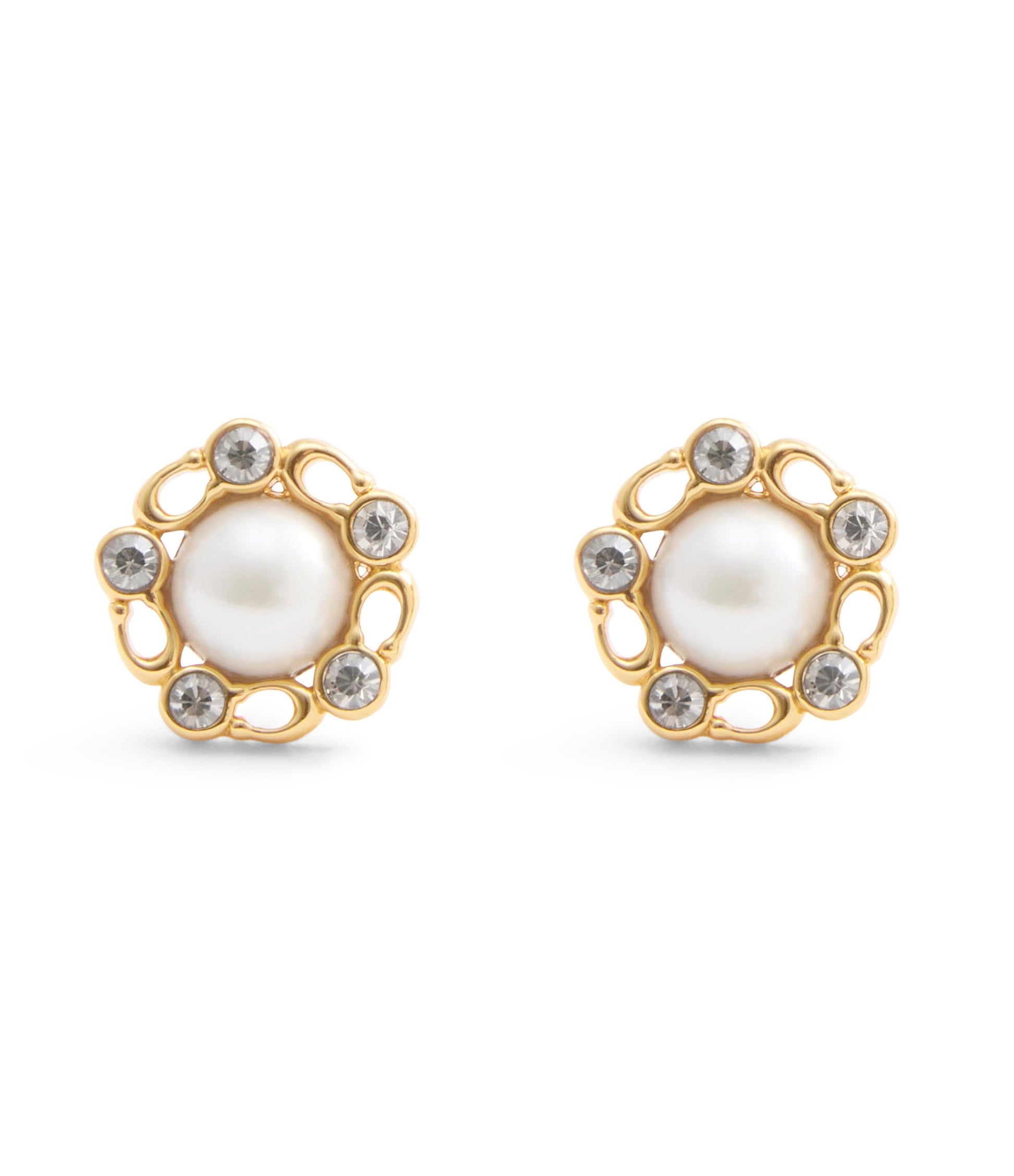 37527587GLD-Signature Heritage Pearl Stud Earrings-Pearl