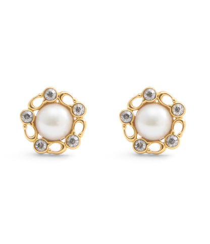 37527587GLD-Signature Heritage Pearl Stud Earrings-Pearl