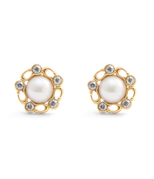 37527587GLD-Signature Heritage Pearl Stud Earrings-Pearl