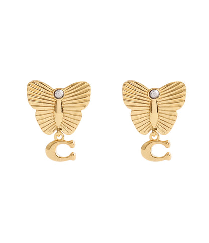 37527588GLD-Signature Heritage Butterfly Earrings-Gold