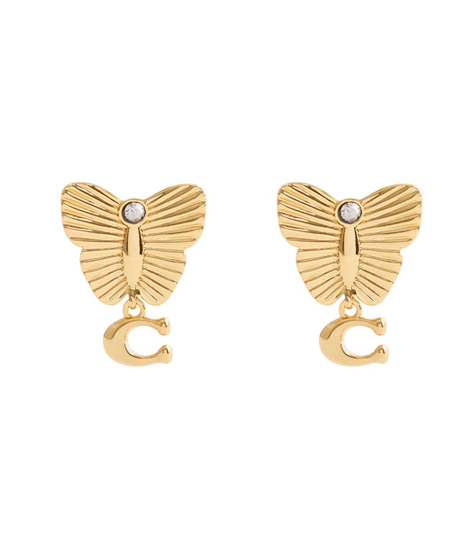 37527588GLD-Signature Heritage Butterfly Earrings-Gold