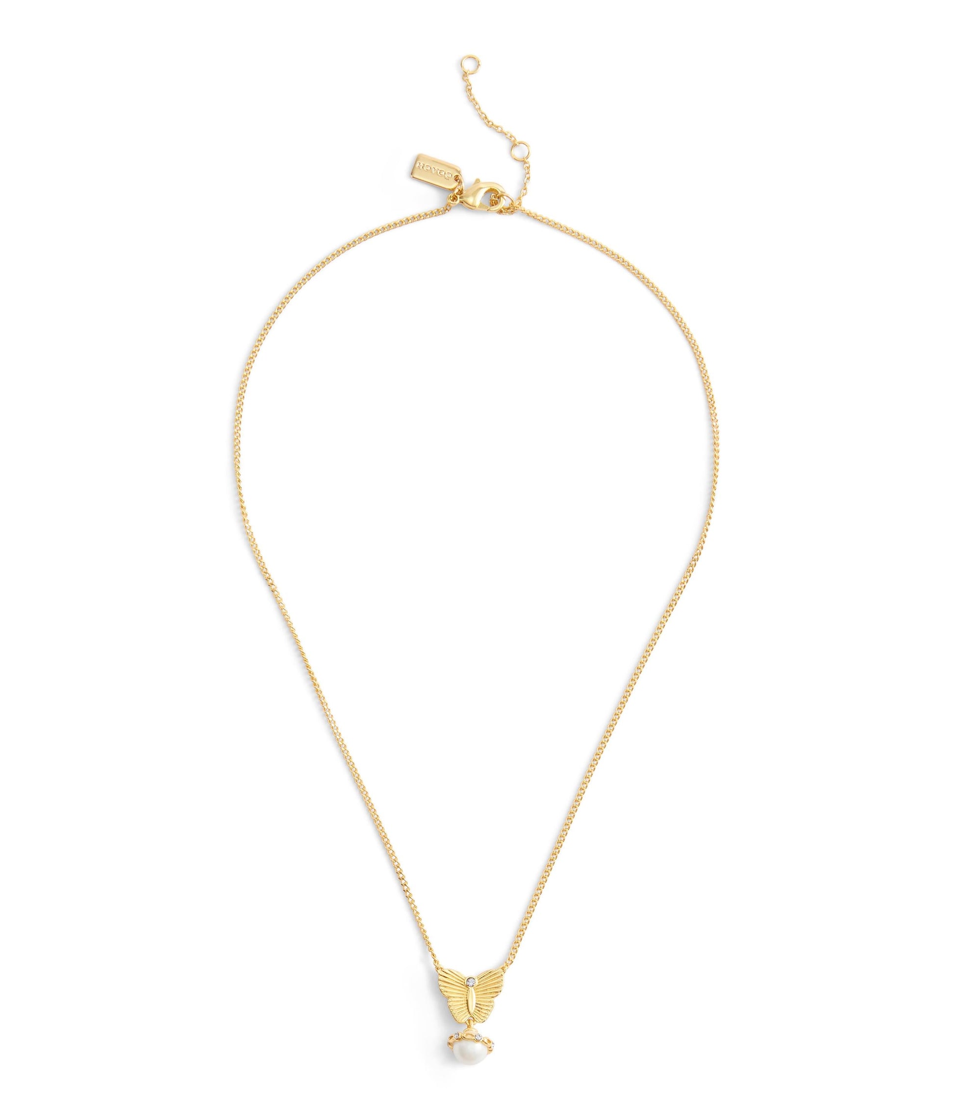 37527589GLD-Signature Heritage Butterfly Pearl Pendant Necklace-Pearl