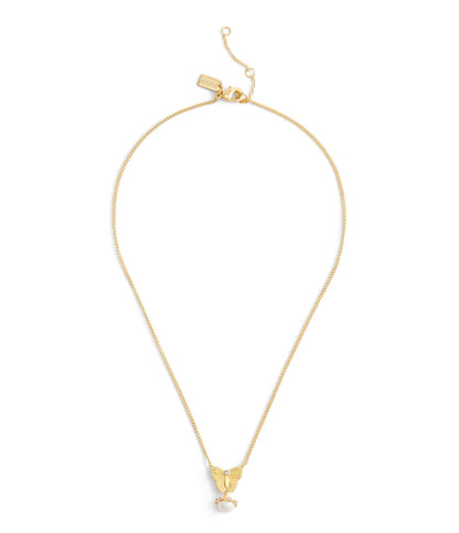 37527589GLD-Signature Heritage Butterfly Pearl Pendant Necklace-Pearl
