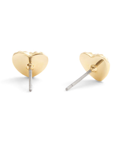 37527593GLD-Signature Textured Heart Stud Earrings-Gold