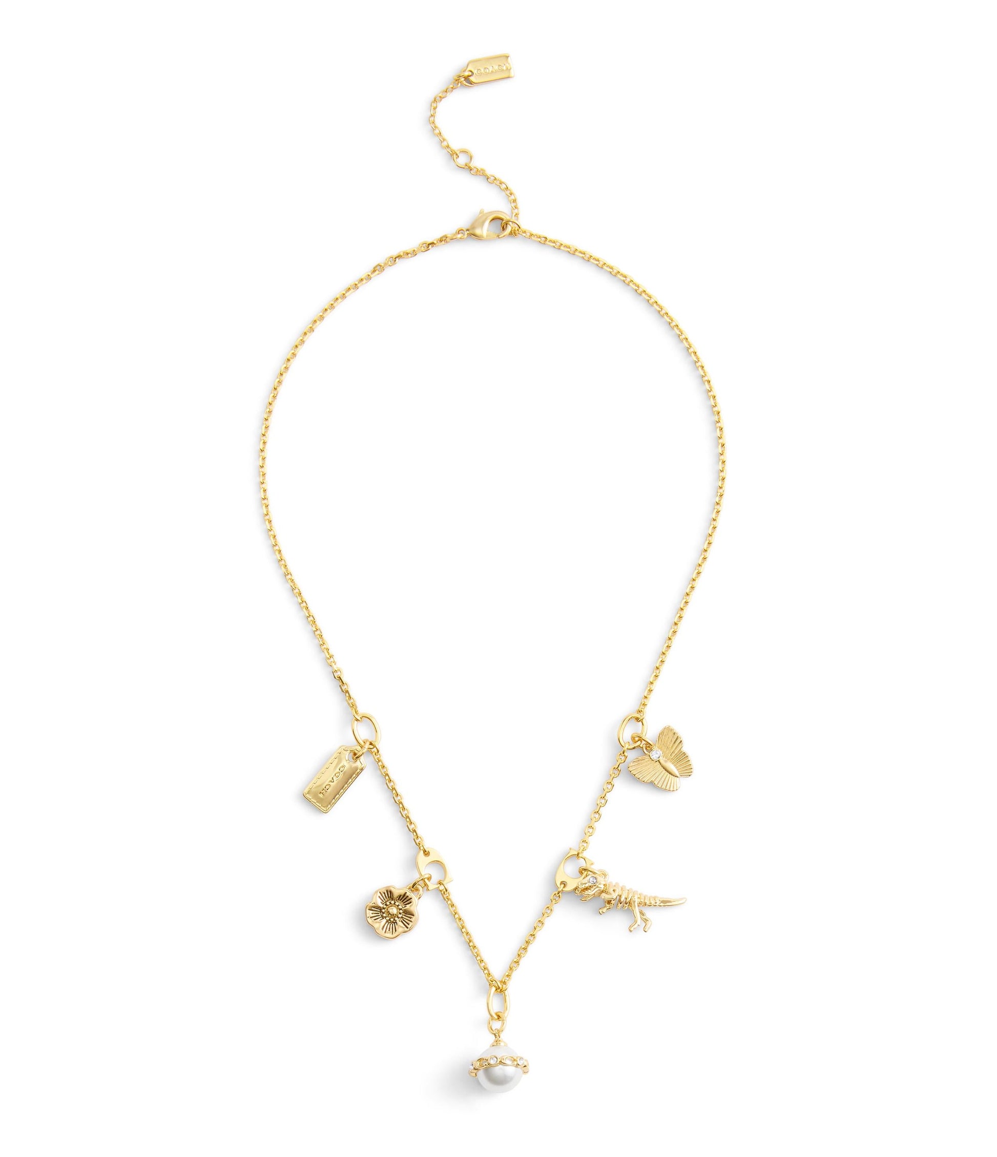 37527596GLD-Signature Heritage Pearl Mixed Charm Bib Necklace-Pearl