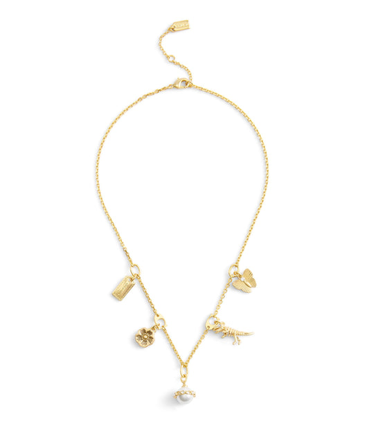 37527596GLD-Signature Heritage Pearl Mixed Charm Bib Necklace-Pearl